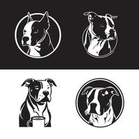 Bullterrier-Hundekopf-Logo-Vektorsatz, Hundegesichtslogo isoliert auf schwarzem Hintergrund. hundelogo, symbolillustration. Tier-Haustier-Logo-Vektor. vektor