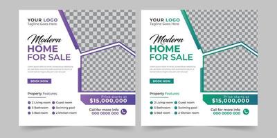 immobilienhausverkauf und hausmiete werbung geometrische moderne quadratische social media post banner layouts set für digitale marketingagentur. Geschäft elegantes Promotion-Template-Design. vektor