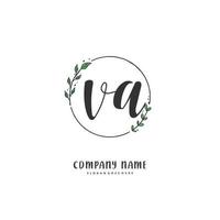 va Anfangshandschrift und Signatur-Logo-Design mit Kreis. schönes design handgeschriebenes logo für mode, team, hochzeit, luxuslogo. vektor