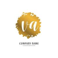 va Anfangshandschrift und Signatur-Logo-Design mit Kreis. schönes design handgeschriebenes logo für mode, team, hochzeit, luxuslogo. vektor