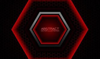 abstraktes rotes graues Hexagon-Banner auf dunklem Maschenmuster Design moderner Luxus-Hintergrundvektor vektor