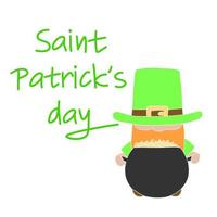 St Patrick Tageskarte. quadratisches Banner für st. Patrick's Day mit Kobold und Kessel und Münzen. Vektor-Illustration. vektor