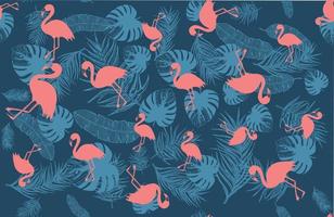 rosa flamingo, sommerhintergrund, handgezeichneter stil, vektorillustrationen. vektor
