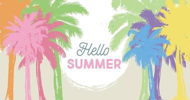 hallo sommer, palmenhandgezeichnete illustrationen, vektor