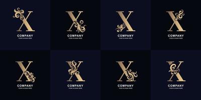 Sammelbuchstabe x-Logo mit luxuriösem Ornament-Design vektor