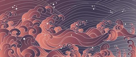 traditionell japansk Vinka mönster vektor. lyx orientalisk hav Vinka metallisk gyllene linje konst mönster bakgrund. konst design illustration för skriva ut, tyg, affisch, Hem dekoration och tapet. vektor