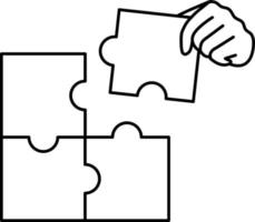Puzzle-Team erfolgreiche Teamwork-Partnerschaftselement-Illustrationslinie des Geschäfts vektor