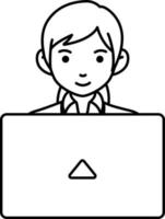 anställd kvinnor arbetssätt bärbar dator företag företag frilans arbetstagare element illustration linje med vit färgad vektor
