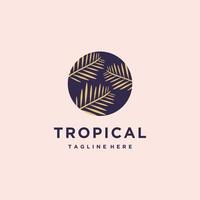 tropisk handflatan löv cirkel logotyp design vektor