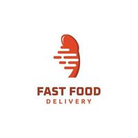 Lebensmittel-Lieferservice mit schnellem Logo-Design, Lebensmittelrestaurant-Löffel isoliert auf weißem Hintergrund vektor