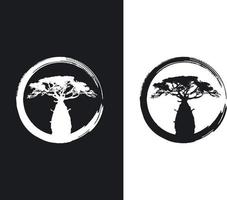 Boab oder Baobab Tree Set Vektorbäume Silhouette Logokonzept vektor