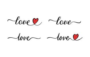 hand text valentines dag kärlek hjärta typografi uppsättning citat kalligrafi hjärtans dag hälsning kort bakgrund vektor