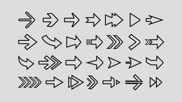 satz von schwarzen umrisspfeilen symbolsammlung vektor
