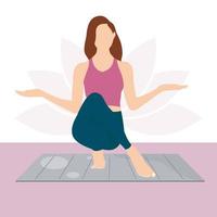 junge Frau, die Yoga-Pose macht, Yoga-Asana, Yoga-Übungen, junge Frau, die Fitness macht, tanzende Mädchen, schlanke Mädchen, Mädchen, die Sport treiben vektor