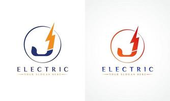J-Brief-Logo mit Blitz-Donner-Blitz-Vektordesign. elektrische bolzenbuchstabe j logo vektorillustration. vektor