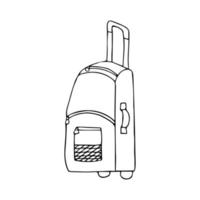 schwarz-weiße tasche für reiseillustrationsgekritzel vektor
