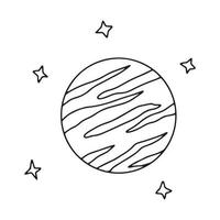 Planeten und Sterne im Weltraum. Jupiter. Doodle-Vektor vektor