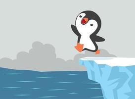 süßer Pinguin, der ins Wasser springt vektor
