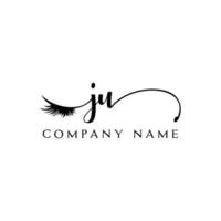initial ju logo handschrift schönheitssalon mode moderner luxus brief vektor