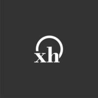 xh första monogram logotyp med kreativ cirkel linje design vektor