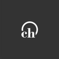 ch första monogram logotyp med kreativ cirkel linje design vektor