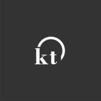 kt första monogram logotyp med kreativ cirkel linje design vektor