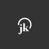 jk första monogram logotyp med kreativ cirkel linje design vektor