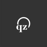 qz första monogram logotyp med kreativ cirkel linje design vektor