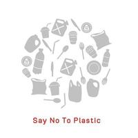Sagen Sie Nein zu den Symbolen der Plastikbewusstseinskampagne vektor