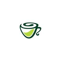 grön kaffe logotyp design, kaffe kopp logotyp vektor