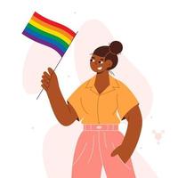 afroamerikanische Transgender-Person mit Flagge. lgbtq stolz monat. vektor