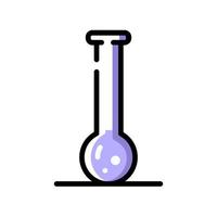 Chemiekolben aus Glas. ein lila Glasröhrchen. vektor