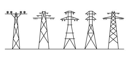 Stromleitungskunst. verschiedene Strommasten. vektor