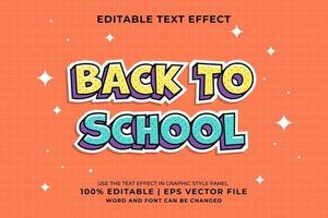 Bearbeitbarer Texteffekt - Premium-Vektor im Cartoon-Vorlagenstil zurück zur Schule vektor