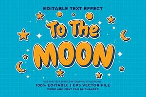 redigerbar text effekt - till de måne tecknad serie mall stil premie vektor