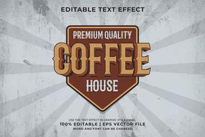 editierbarer texteffekt - kaffeehaus 3d vintage template style premium vektor
