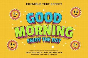 redigerbar text effekt - Bra morgon- 3d traditionell tecknad serie mall stil premie vektor
