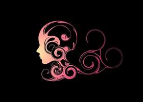 schöne abstrakte Frau Mädchen Gesicht Kopf Seite Silhouette Wellenkunst Malerei Hintergrundbild Hintergrund vektor