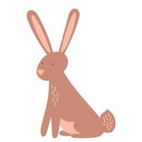 Vektorzeichnung eines Hasen oder Kaninchens im Boho-Stil auf weißem Hintergrund. clipart für logo, broschüre, visitenkarte, design vektor