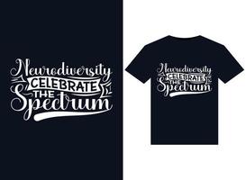 neurodiversity feiern die Spektrum-Illustrationen für druckfertiges T-Shirt-Design vektor