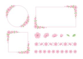 japanische kirschblütenrahmen, ränder, designelementvektorillustrationssammlung vektor