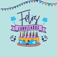 Lycklig födelsedag lycklig Cumpleanos text i spanska vektor