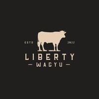 frihet wagyu premie logotyp emblem, perfekt med logotyp byrå, wagyu, affär, ko, djur- vektor