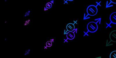 mörkrosa, blå vektorbakgrund med kvinnans kraftsymboler. vektor