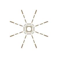 abstrakte goldene handgezeichnete Sonne im Boho-Stil. Himmelskörper, isoterischer Stern, Tierkreiszeichen. vektor