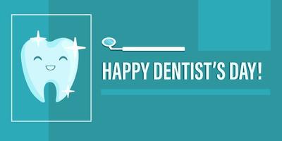 dantist's day einladung, vektorbanner, zahnheilkunde-feiertagsplakat mit glühendem zahn und medizinischem werkzeug für zahnärzte. vektor