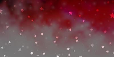 hellrosa, roter Vektorhintergrund mit kleinen und großen Sternen. vektor
