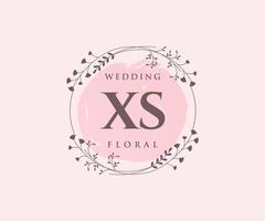 xs brief hochzeitsmonogramm logos vorlage, handgezeichnete moderne minimalistische und florale vorlagen für einladungskarten, datum speichern, elegante identität. vektor