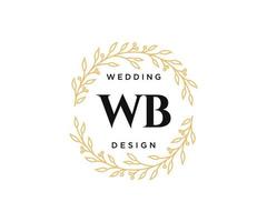 wb initialer brev bröllop monogram logotyper samling, hand dragen modern minimalistisk och blommig mallar för inbjudan kort, spara de datum, elegant identitet för restaurang, boutique, Kafé i vektor