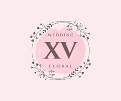 xv Initialen Brief Hochzeit Monogramm Logos Vorlage, handgezeichnete moderne minimalistische und florale Vorlagen für Einladungskarten, Datum speichern, elegante Identität. vektor